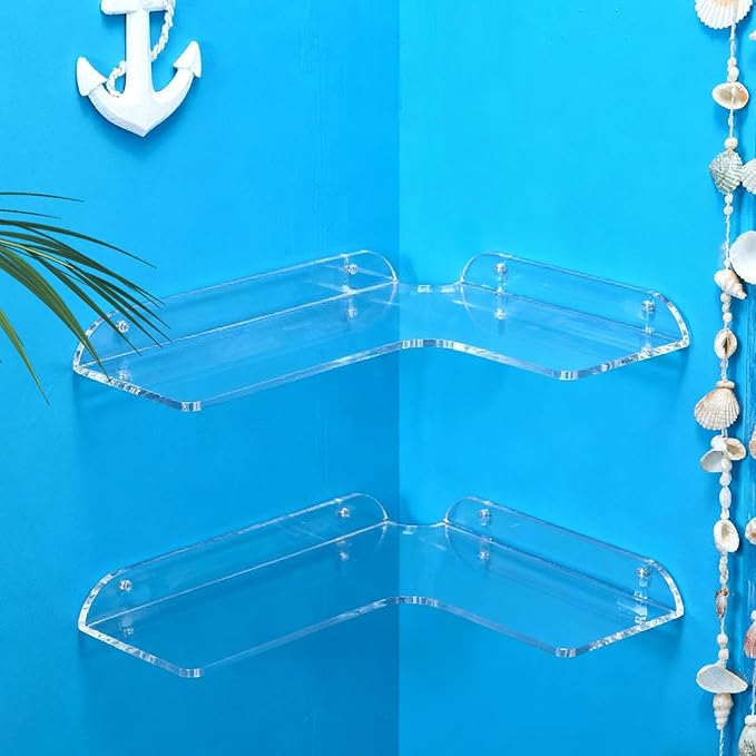Genérico Angled Shelf,2 Pieces Heavy Duty Acrylic,Wall Mounted Bathroom Shelves | Kitchen Bedroom Office Apartment Residence Home Decoration