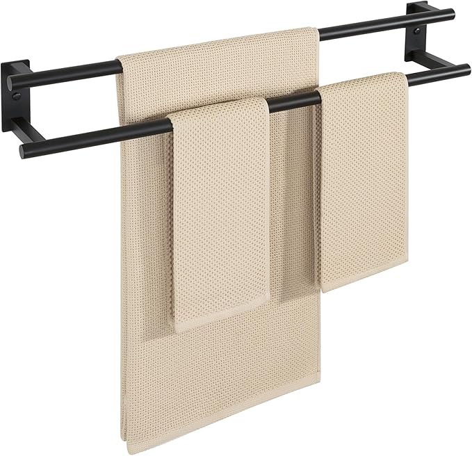 Alise Bathroom Double Towel Bar, 32 Inch Wall Mount Towel Holder, Towel Racks for Bathroom, SUS304 Stainless Steel Towel Hanger, Thickened Pipe with Strong Load-Bearing Capacity, Matte Black