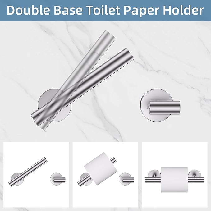 Brushed Nickel Towel Bar Bathroom Hardware Accessories Set, 10 Pieces Upgraded Toilet Paper Holder 23.6 Inch Towel Rack for Bathroom Wall Mounted Stainless Steel Bathroom Set