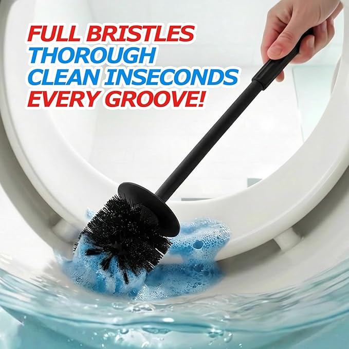 FORASTO 2Pack Toilet Bowl Brush and Holder Set - Toilet Scrubber Brush,Cleaning Brush,Bathroom Decor,Household Essentials,Cleaning Supplies,Home Essentials,Black