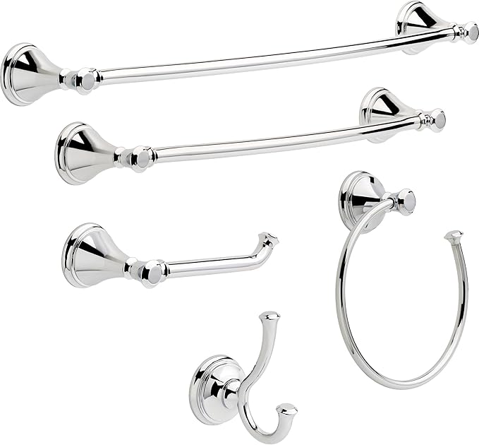 DELTA 79735 Cassidy Double Towel Hook Bath Hardware Accessory in Polished Chrome,(Pack of 3)