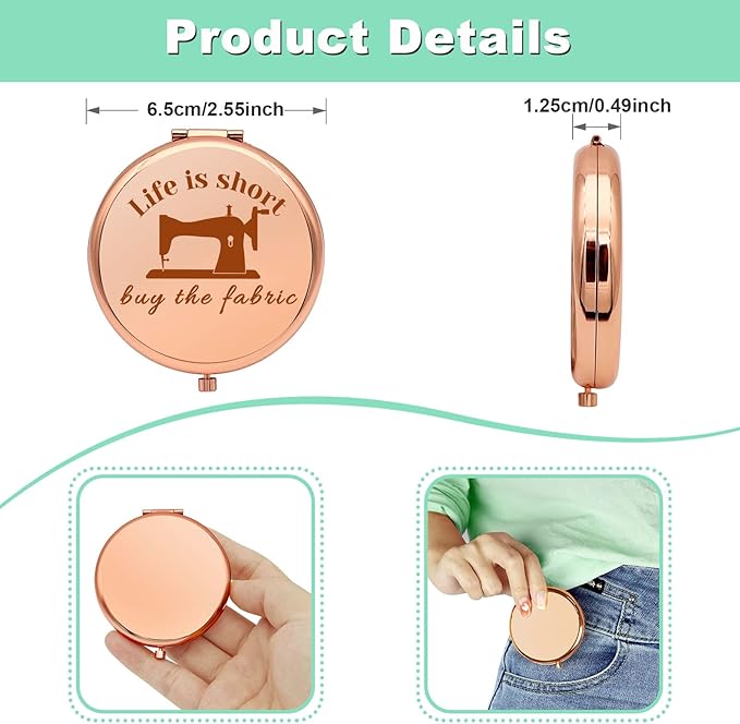 Sewing Gifts for Women Compact Makeup Mirror for Mom Grandma Aunt Seamstress Gift Ideas Sewing Lover Presents Funny Quilting Presents Folding Makeup Mirror for Friend Sister Christmas Birthday