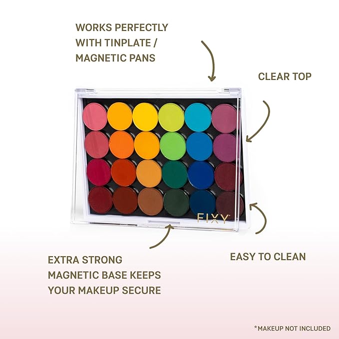 FIXY Empty Magnetic Makeup Palette with Clear Top, Small Palette- Organize, Depot & Declutter Makeup - Customize Your Palette - Travel and Eyeshadow Organizer - 5.7"x4.3"