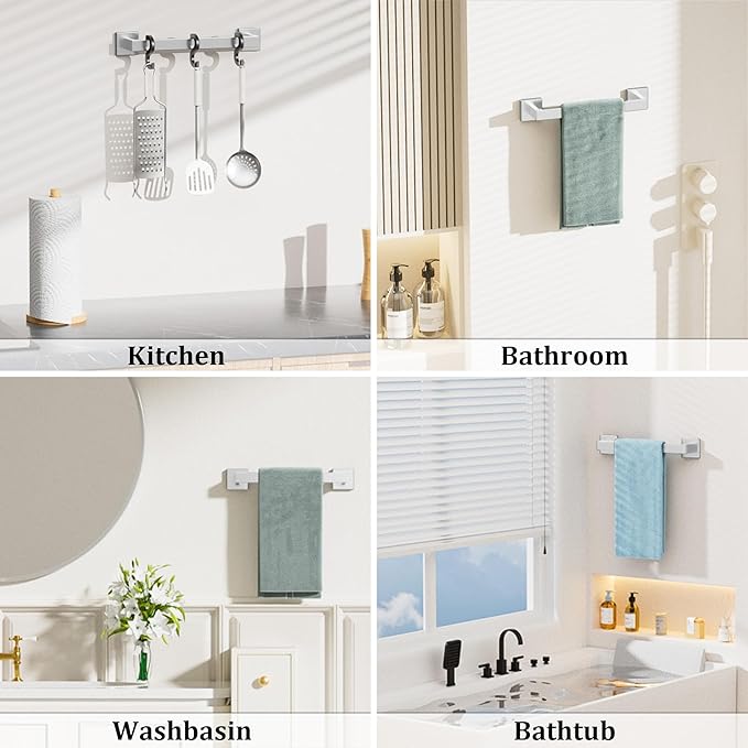 Alise Brushed Nickel Towel Bar, 16 Inch Towel Racks for Bathroom, SUS304 Stainless Steel Towel Holder Wall Mounted, Heavy Duty Towel Hanger for Bathroom & Kitchen (Brushed Nickel)