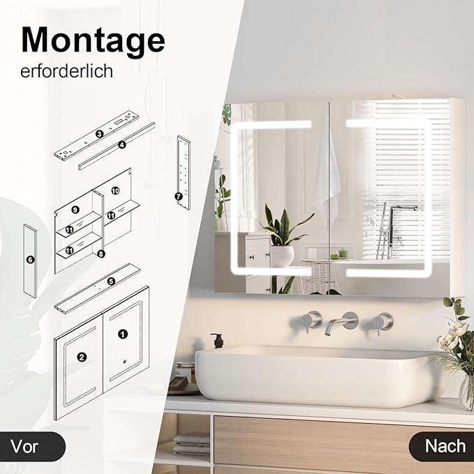 Medicine Cabinet with Lights, Lighted Bathroom Medicine Cabinet with Sockets & USB, Large Mirror Cabinet with Electrical Outlet, LED Mirror Cabinet,Color Adjustment,Wall Mounted 32X24Inch