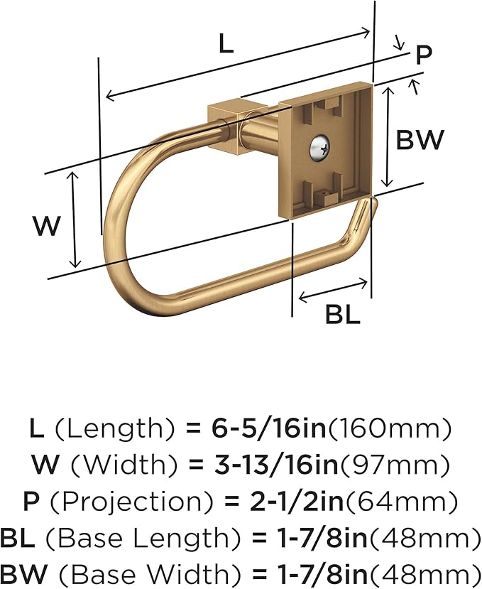 Amerock BH36071CZ | Champagne Bronze Single Post Toilet Paper Holder | 6-5/16 inch Length Toilet Tissue Holder | Appoint | Bath Tissue Holder | Bathroom Hardware | Bath Accessories