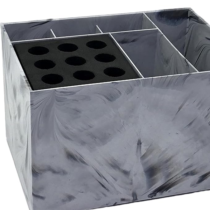 Generic Salon Organizer Hairdressing Tool Storage Box, Detachable Brush Combs, Hair Brush Holder, Grooming Storage Box for Hotel, light marble pattern