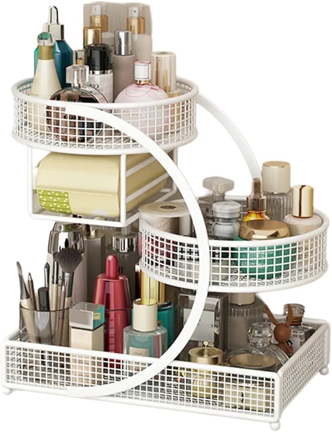 Multiple Tiers Metal Cosmetic Organizers Modern Storage Rack For Skincare Lipsticks Bathroom Countertop Without Tool