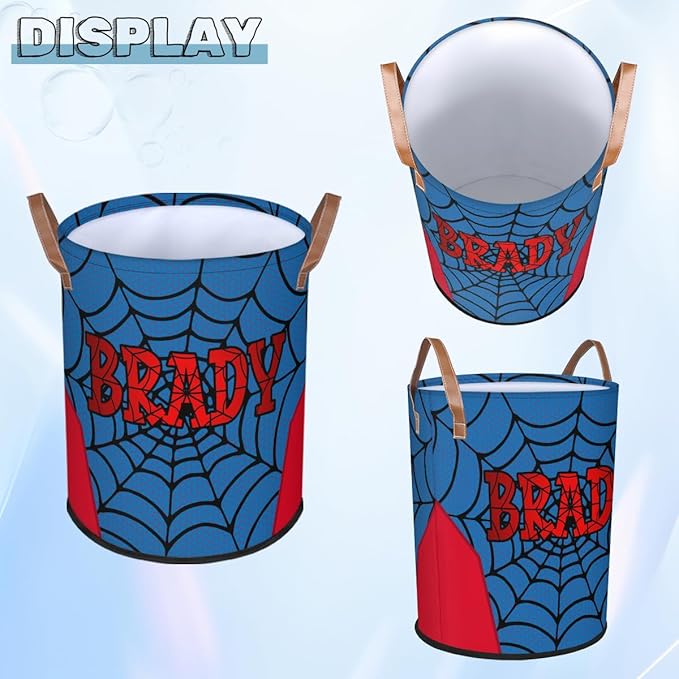 Spider Wed Personalized-Laundry-Hamper-Basket for Kids Custom Name Collapsible Storage Organizer Bin Dirty Clothes Toys Hamper for Boys Nursery in Laundry, Bedroom, Bathroom Wed-4