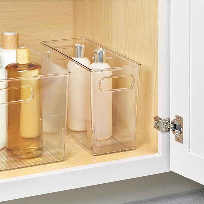 iDesign Tall Plastic Storage Bin with Handles for Fridge or Freezer - Set of 2 - Clear - Made in USA