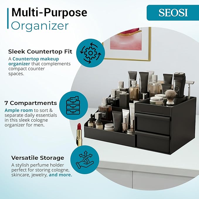 Cologne Organizer for Men, Bathroom Countertop Organizer, Vanity Storage Shelf, Perfume & Cologne Stand, Dresser Rack, Organizador de Perfumes, Bedroom essentials, Birthday Gift for Men