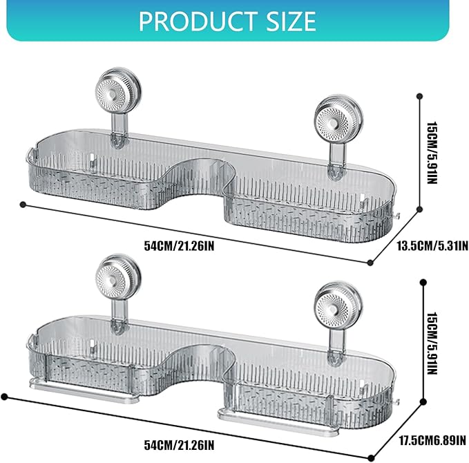 Removable Bathroom Storage Rack Suction Rack for Shampoo Bottles Kitchen Stand with Drain Holes Non-Slip Stand Rent-Friendly Bathroom Shelf