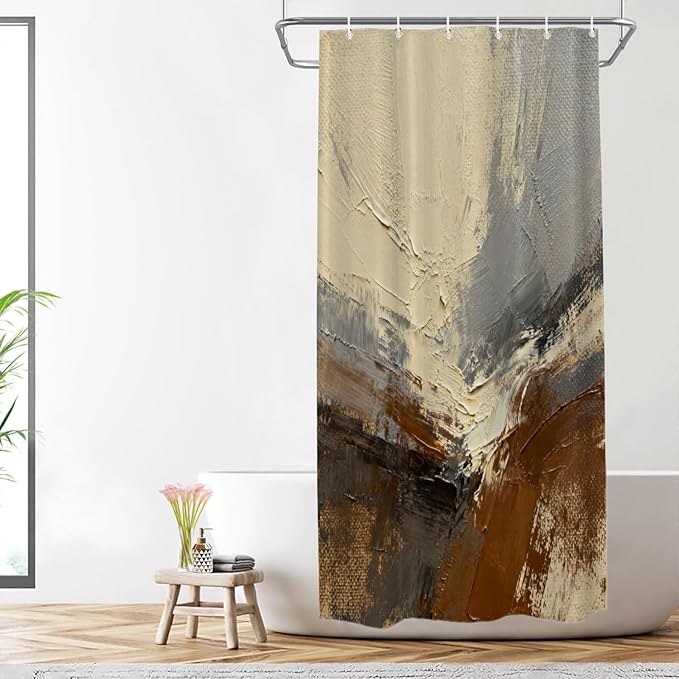 Shrahala Multicolored Modern Abstract Decorative Shower Curtain, Artists Oil Paints Closeup Bathroom Décor Polyester Fiber Waterproof with Plastic Rings for Shower Stall Bathtubs 72 X 36 in