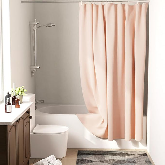 Encasa XO Luxury Jacquard Shower Curtain ZZ Peach 72x84 in | Rustproof, Wrinkle-Free, Water-Repellent & Machine Washable | Elegant Heavy Fabric for Bathroom Decor & Bathtub Use