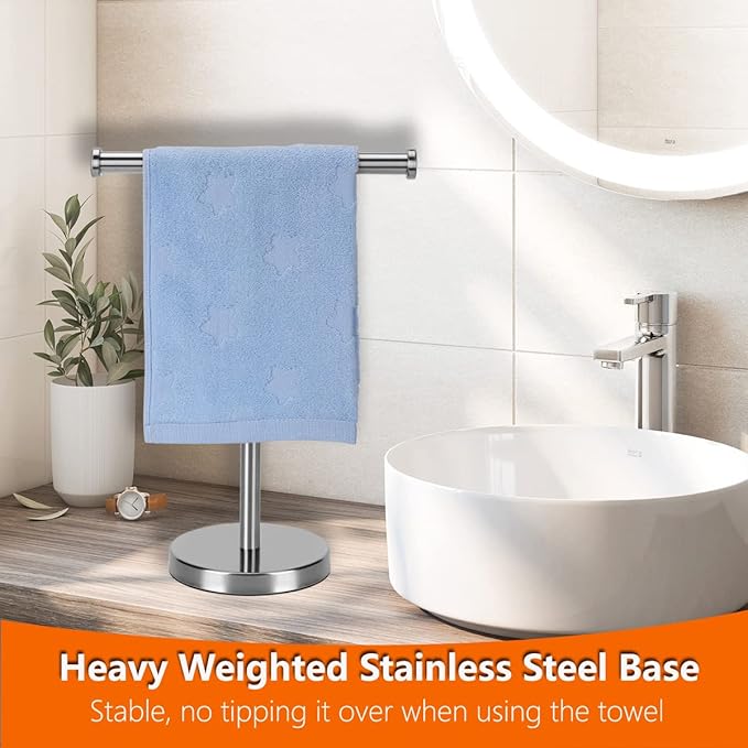 Kalitro Towel Rack Hand Towel Stand, Bathroom Hand Towel Holder Stand with Heavy Base, SUS304 Stainless Steel Brushed Nickel