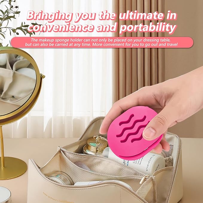 Beauty Blender Bolder Silicone Makeup Sponge Case Breathable Make Up Sponge Case Makeup Bag Essentials Suitable for Business or Travel（Rose）