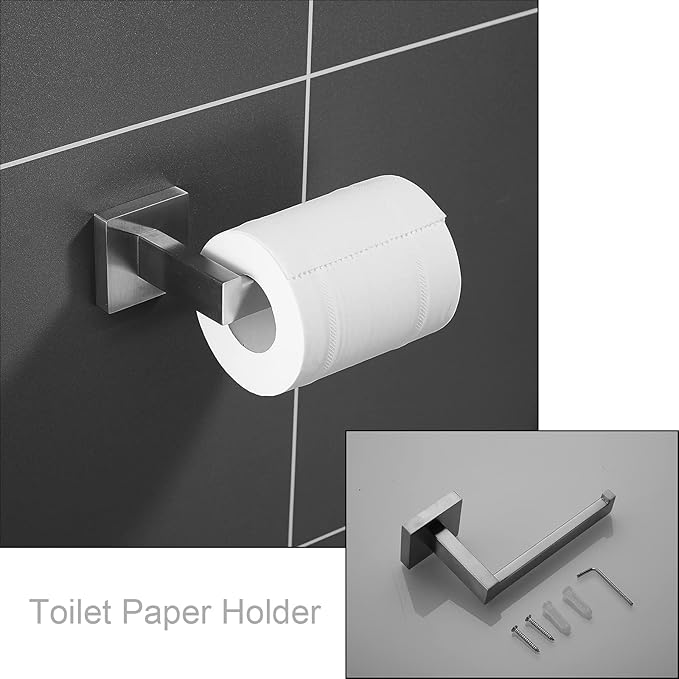 Bathroom Hardware Set 24-Inch Towel Bar,2pcs Towel Hook,Toilet Paper Holder,Hand Towel Holder Stainless Steel Brushed Nickel Bathroom Accessories GTS3190N