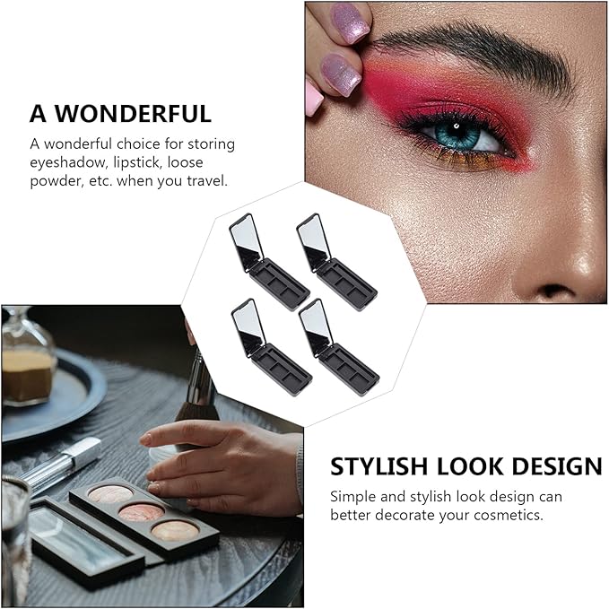 Beaupretty 4Pcs Empty Eyeshadow Palette Boxes 3-Grid Compact Cosmetic Storage Tray for Travel Lipstick Eye Shadow Organizer