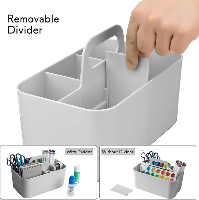 Tiawudi 2 Pack Caddy Organizer with Handle, Portable Plastic Caddy, Storage Organization for Cleaning, Bath, Makeup, Art, Craft, Stationery, Classroom and Office, Tote Organizer