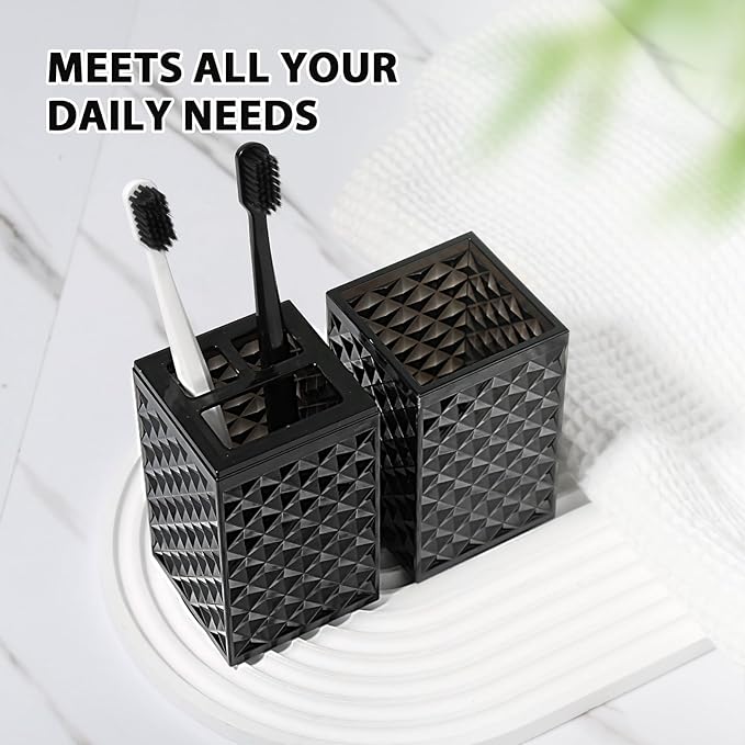 RYTOXILO Black Bathroom Accessories Set, 4 Pack Matte Black Bath Accessory Sets Complete, Acrylic Soap Dispenser and Toothbrush Holder Set for Bathroom Counter Sink, Modern Bathroom Decor