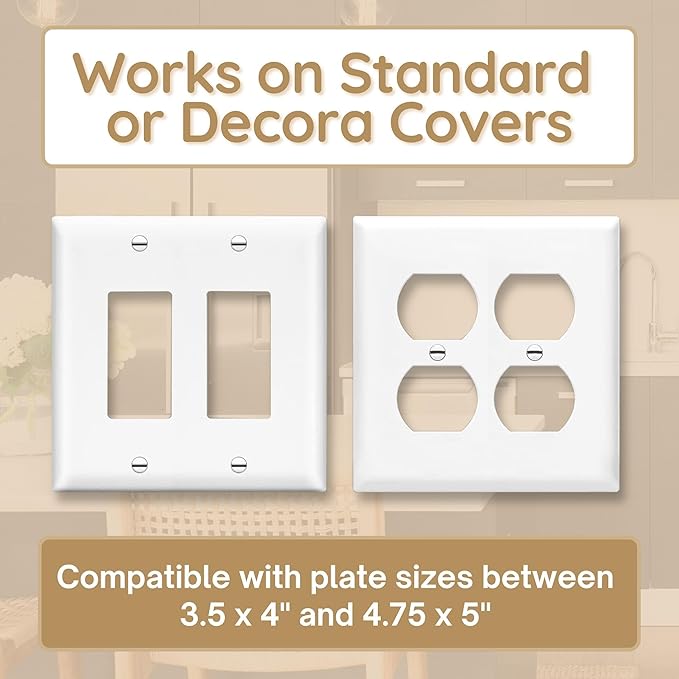 BeraTek Industries Power Perch Outlet Shelf - Bathroom Shelving for Electric Toothbrush, Alexa Stand - 2pk Singe and 2pk Double - White