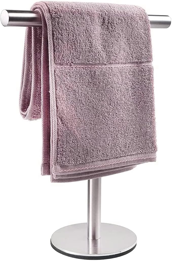 Bath Hand Towel Holder Stand for Bathroom Vanity Countertop Brushed Finish T-Shape Towel Bar Rack Stand Towel Bar for Bathroom Kitchen