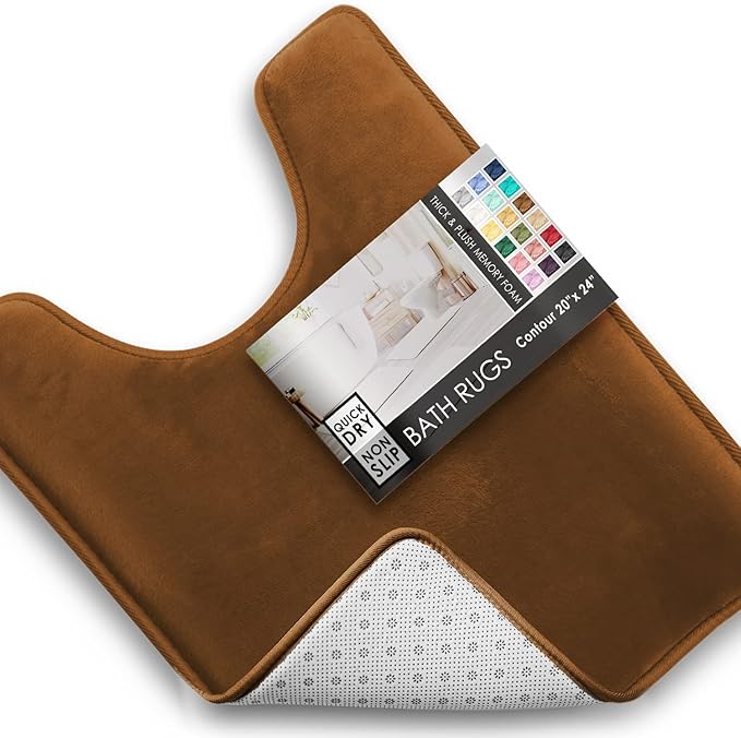 Clara Clark Bathroom Rugs, Velvet Memory Foam Bath Mat, Non-Slip, Machine Washable Bath Rugs - Dries Quickly, Ultra Soft Plush Bath Mats for Bathroom, 20 x 24, Chocolate Brown