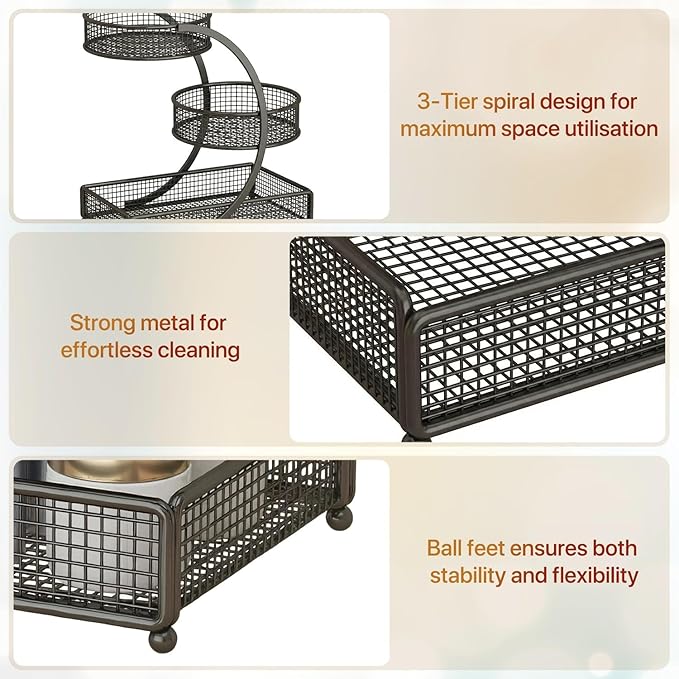 Makeup Organizer Countertop for Vanity, 3 Tier Bathroom Bedroom Counter Skincare Organizer Cosmetic Display Shelf Vanity Accessories for Women Multi-Purpose Metal Storage Rack for Home, Office