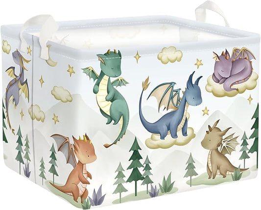 Dinosaur Laundry Hamper Large Storage Basket Cartoon Dino Collapsible Parents Organizer Kids Toy Clothes Bins for Bedroom, Bathroom, Tree, 36L