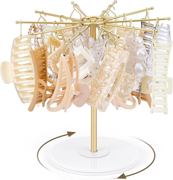 SNOWSTAR Claw Clip Organizer Holder,Vertical 360-Degree Rotating Hair Clip Holder and Storage,Hair Clip Organizer Display Stand for Women and Girls