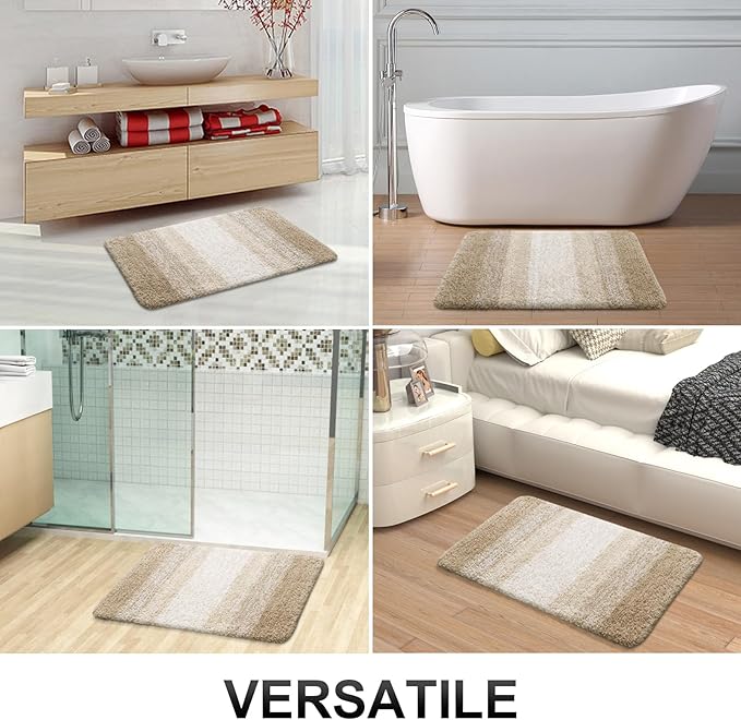 OLANLY Bathroom Rugs Mat 34x21, Extra Soft Absorbent Microfiber Bath Rugs, Rubber Backing, Quick Dry, Machine Washable Bath Mats for Bathroom Floor, Tub and Shower, Home Decor Accessories, Tan