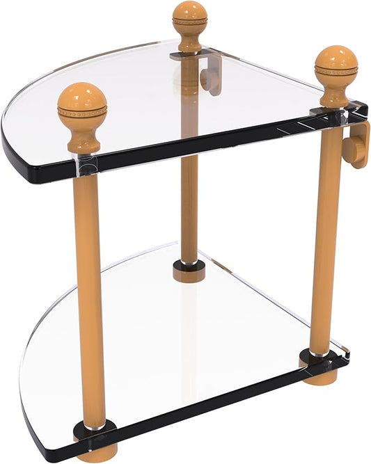 Allied Brass MA-3-GLY Mambo Collection 2 Tier Corner Glass Shelf, Golden Yellow