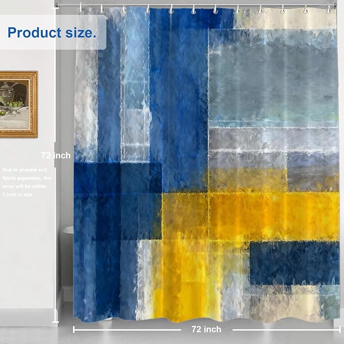 Shrahala Brown Abstract Art Decorative Shower Curtain, Grey Contemporary Colorful Bathroom Décor Polyester Fiber Waterproof with Plastic Rings for Shower Stall Bathtubs 72 x 72 in