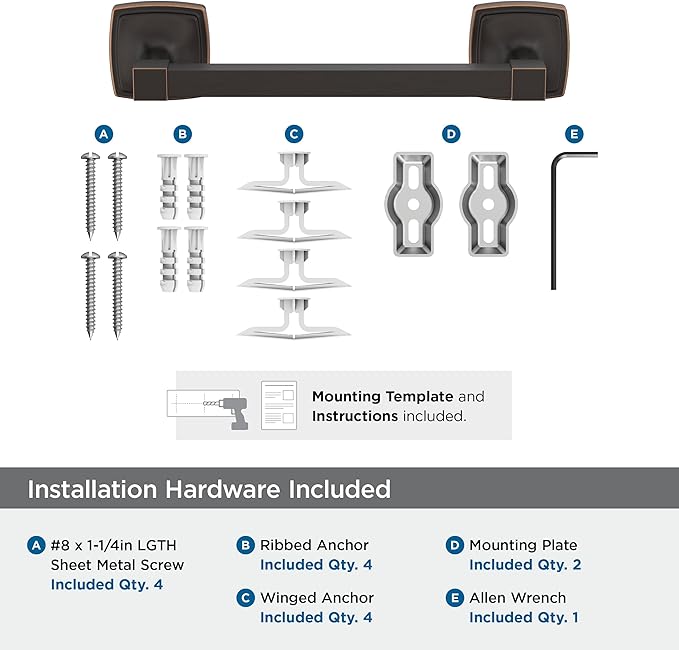 Amerock Stature Oil-Rubbed Bronze 8 inch (203mm) Towel Bar, BH36095ORB