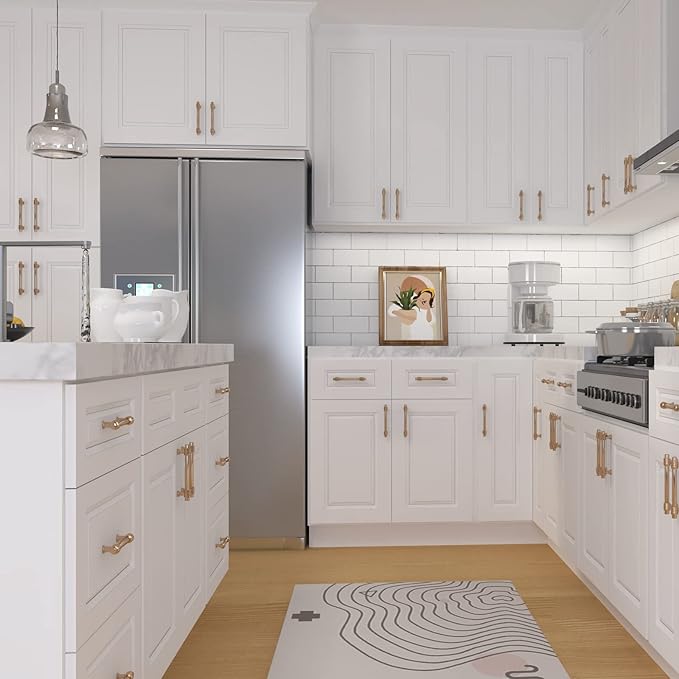 ROOMTEC Wood Wall Cabinet,RTA Single Door Medicine Cabinet with Adjustable Shelves and Soft-Close Door for Kitchen, Bathroom, and Laundry. 12" D*15" W*36" H, Traditional White
