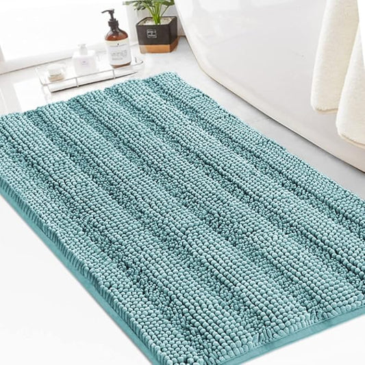 Turquoize Chenille Bath Rugs Shaggy Non Slip Bath Mat 24 x 36 Aqua Haze Extra Soft and Absorbent Area Rug, 24"x 36", Aqua Haze
