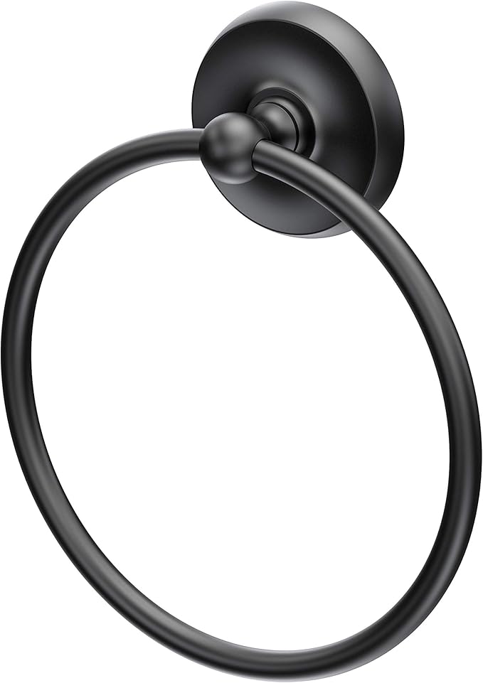 Gatco 5073MX Designer II Towel Ring, Wall-Mounted Bathroom Hand Towel Ring, 6.5" Face (Matte Black Finish)