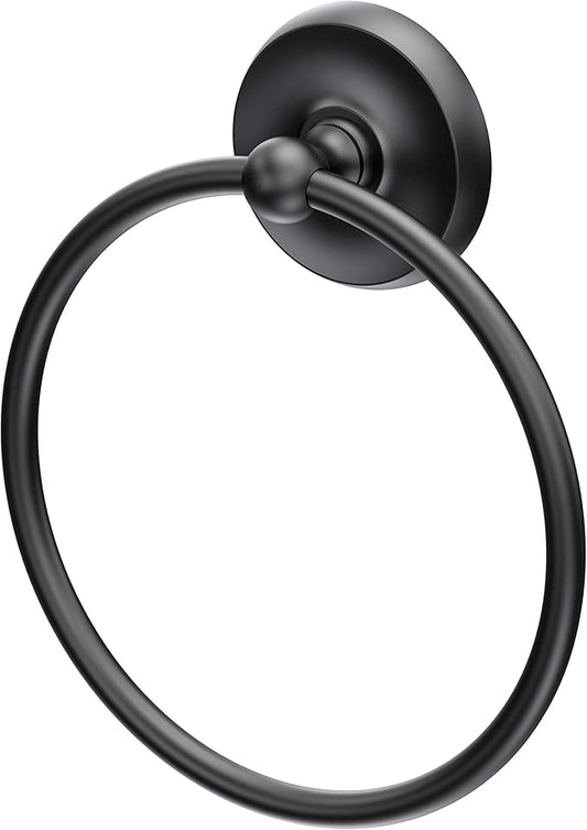 Gatco 5073MX Designer II Towel Ring, Wall-Mounted Bathroom Hand Towel Ring, 6.5" Face (Matte Black Finish)