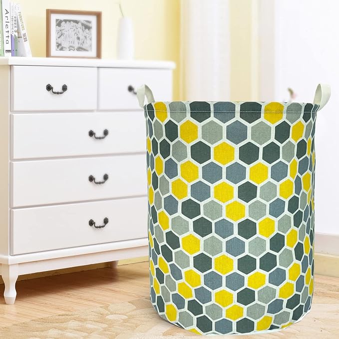 Merdes 19.7?€??€? Waterproof Foldable Laundry Hamper, Dirty Clothes Laundry Basket, Linen Bin Storage Organizer for Toy Collection (Honeycomb)