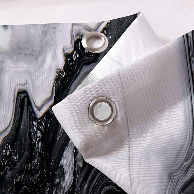 Black White Marble Shower Curtain Abstract Morden,Natural Texture Neutral Fabric Shower Curtains for Bathroom Decor 72x72 Inch