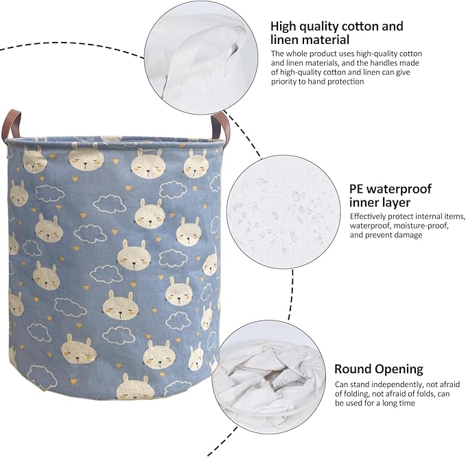 Collapsible Laundry Basket in Bedroom Waterproof Laundry Hamper in Bathroom Large Laundry Bag in College Dormitory Cloakroom Livingroom Nursery Toy Bin (Laundry Hamper-Bedroom-005)