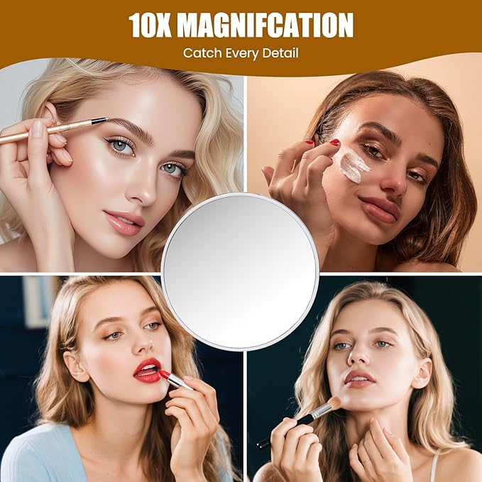Vanity Mirror with Lights 32"x22", LED Makeup Mirror, 3 Color Lighting Modes, 10X Magnification, Smart Touch Control, Dimmable, Aluminum Metal Frame, Lighted Up for Vanity Desk (White)