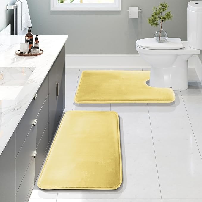 Clara Clark Bathroom Rugs, Velvet Memory Foam Bath Mat, Non-Slip Bath Rugs, Machine Wash, Dries Quickly, Ultra Soft Plush Bath Mats for Bathroom,