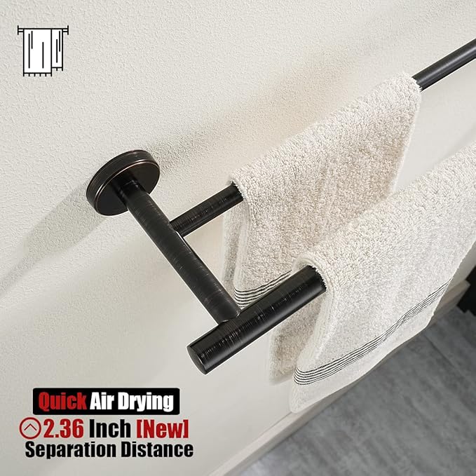 JQK Bathroom Hardware Set Oil Rubbed Bronze, 5-Piece Bath Accessories Set Wall Mount Includes 24 in Towel Bar, 9 in HT Bar, TP Holder, Towel Hook x 2, BAS105-ORB