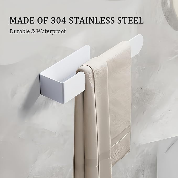 SEIDO Hand Towel Holder, Heavy Duty Self Adhesive Towel Bar ?€? No Drill Stick on Wall, SUS 304 Stainless Steel Towel Rack for Small Bathroom, Kitchen, RV, White