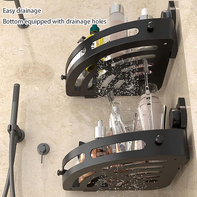 Space Saving Wall Mount Triangular Organiser Suction Cup Storage Rack Bathroom Storage Shelf for Toiletries Cosmetics Trilateral Shelf
