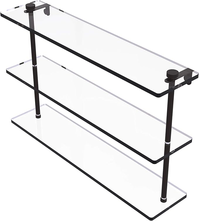 Allied Brass NS-5/22 22 Inch Triple Tiered Glass Shelf, Oil Rubbed Bronze