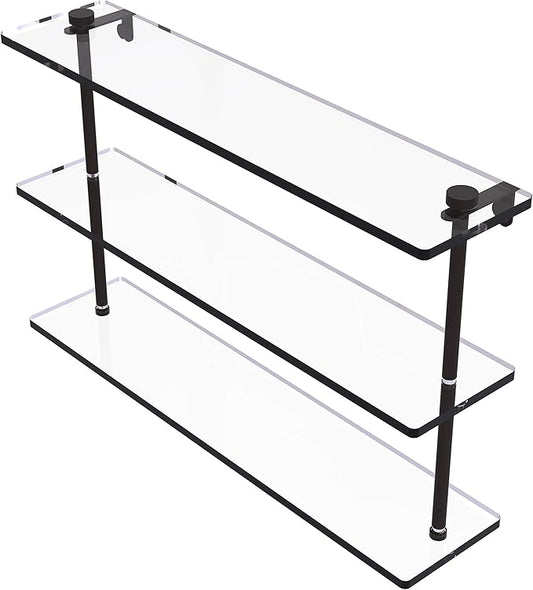 Allied Brass NS-5/22 22 Inch Triple Tiered Glass Shelf, Oil Rubbed Bronze