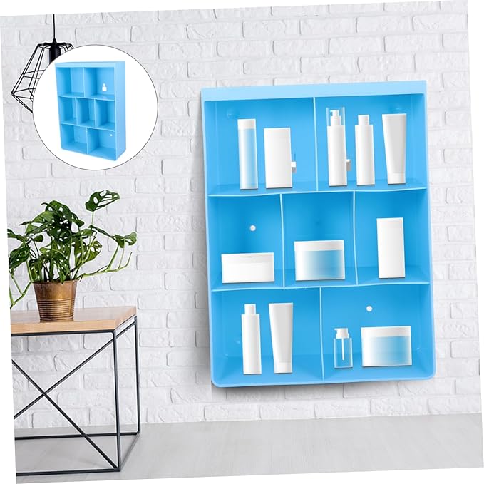 ORFOFE 1pc Wall-Mounted Storage Rack Adhesive Compartments Shelf for Bathroom Kitchen Living Room Material Nail Design for Cosmetics and Essentials