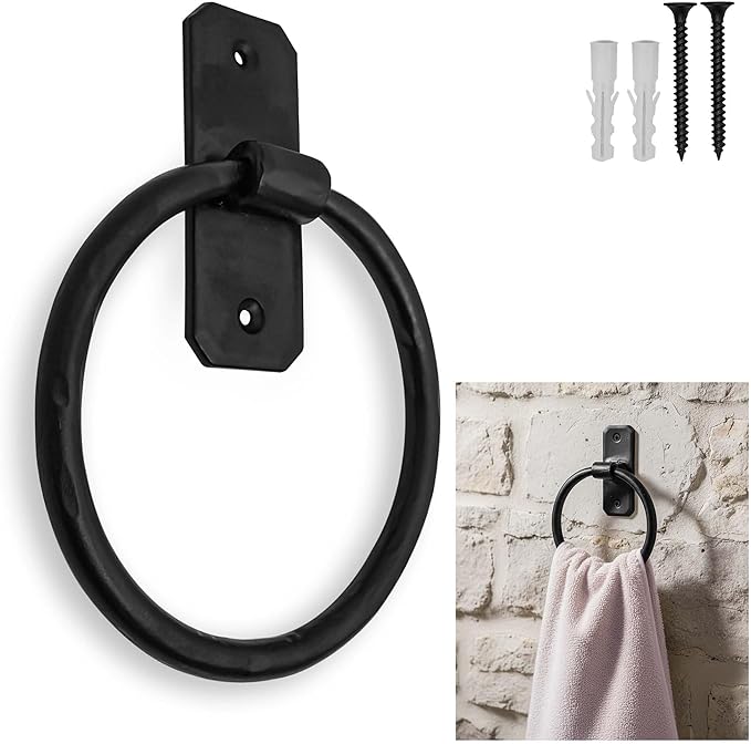 Mystic Colonial Cast Iron Towel Bar Rustic Wall Mounted Metal Rack for Bathroom, Kitchen, or Entryway, Black Heavy-Duty Towel Holder (6.25", Rustic Victorian Wall Mounted)